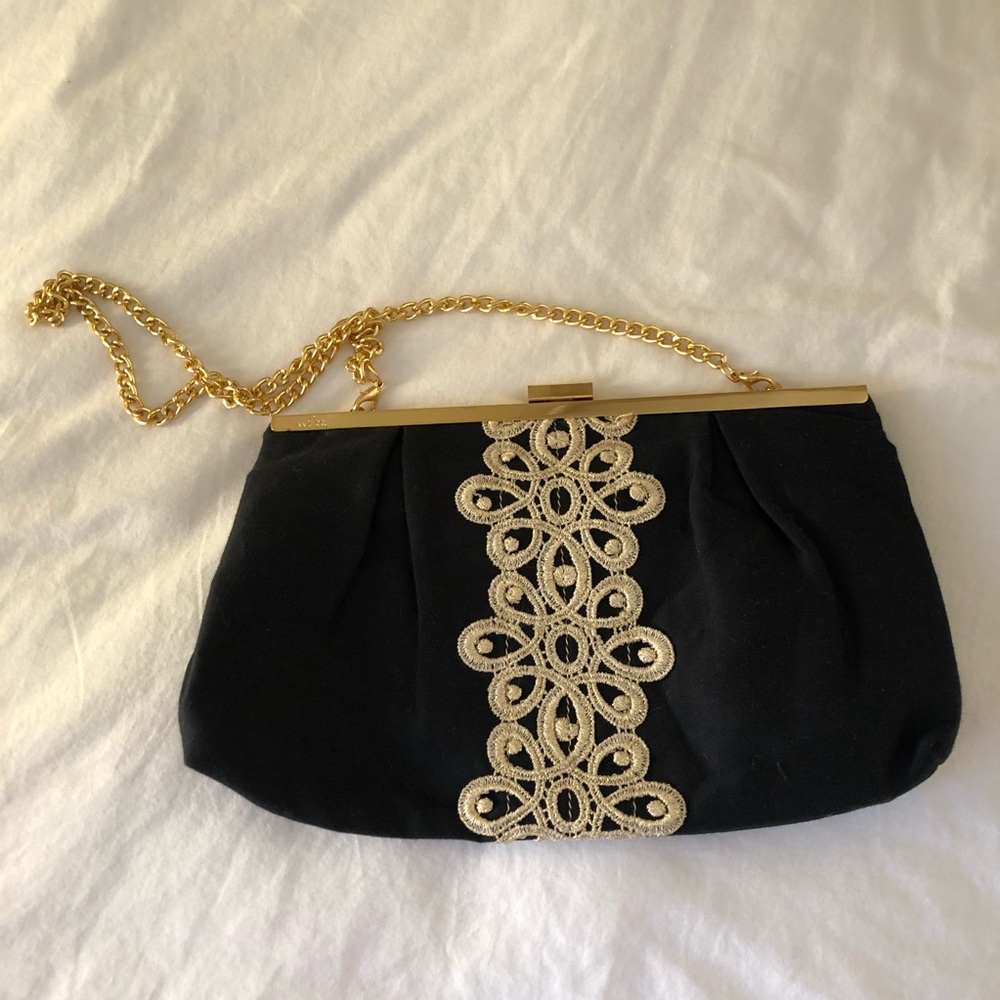 Lily Pulitzer Black and Gold Clutch